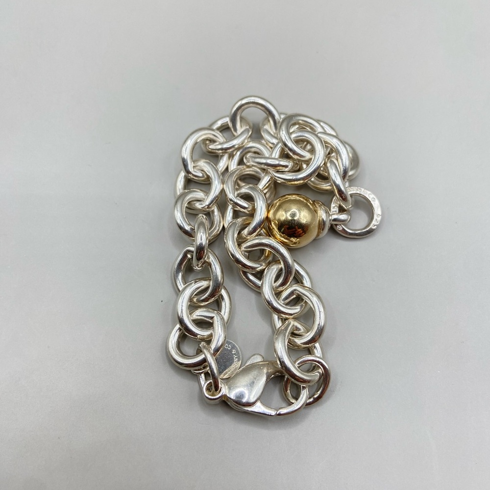 Tiffany & Co. Silver Chain Bracelet with Gold Drop Charm - Picture 11 of 14